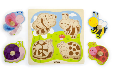 Viga - Big Knob Wooden Puzzle - Insects