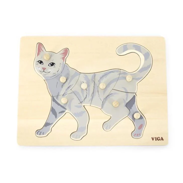 Viga - Montessori Puzzle with Knobs - Cat
