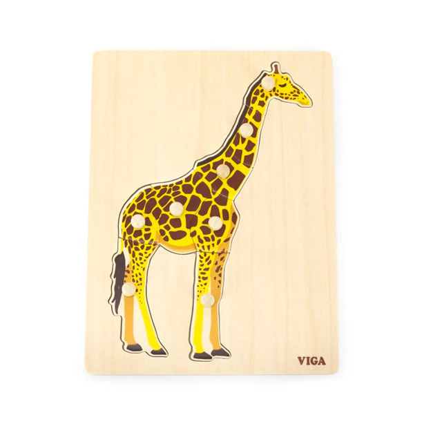Viga - Montessori Puzzle with Knobs - Giraffe