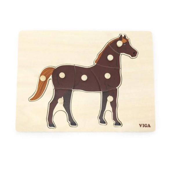 Viga - Montessori Puzzle with Knobs - Horse