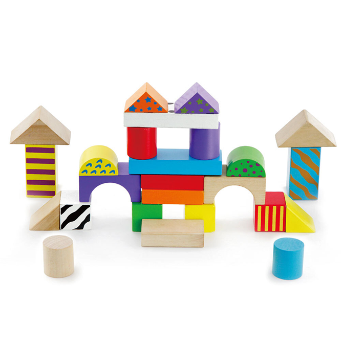 Viga - Coloured Pattern Wooden Blocks 50 Pc