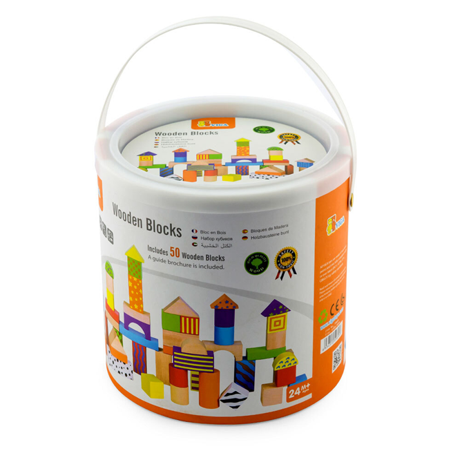 Viga - Coloured Pattern Wooden Blocks 50 Pc