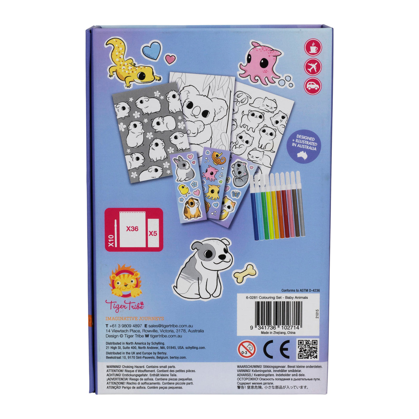 Tiger Tribe Colouring Set - Baby Animals Back of Box