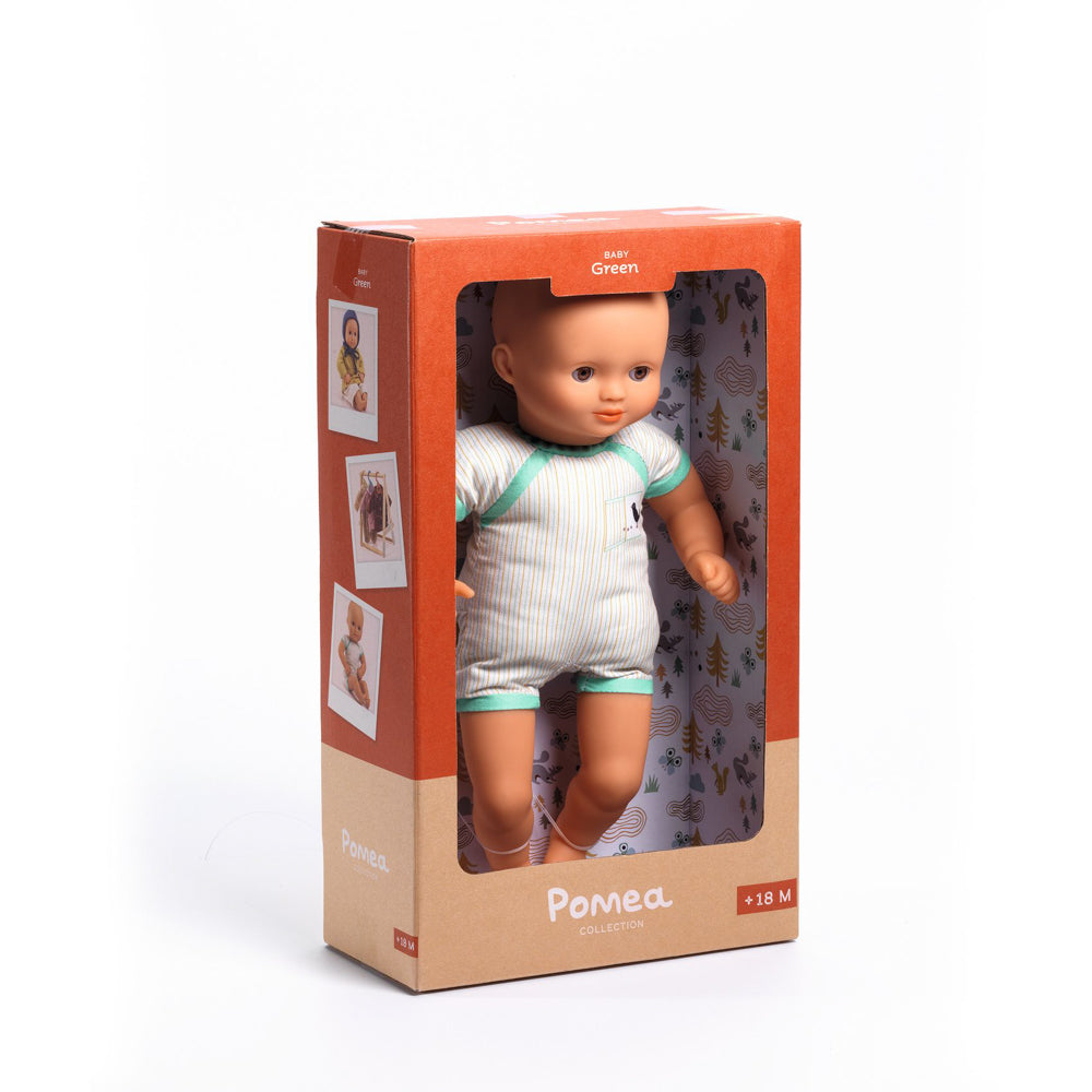 Djeco Pomea Soft Body Doll - Green in box