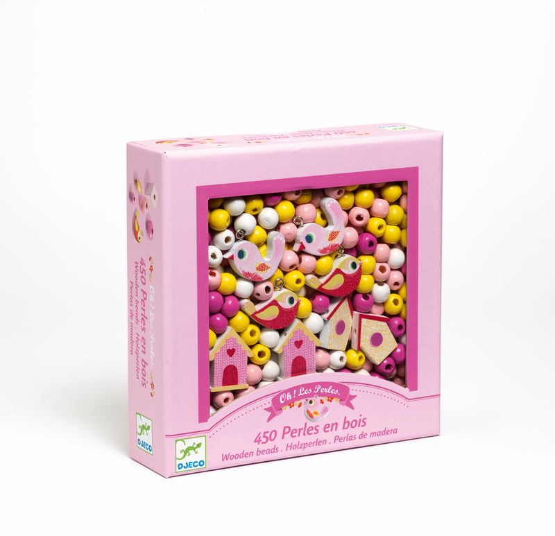 Djeco DJ9809 Wooden Beads - Birds in box