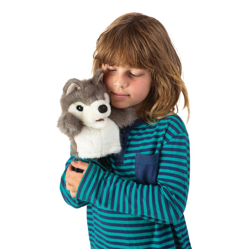 Folkmanis Little Wolf Puppet at play