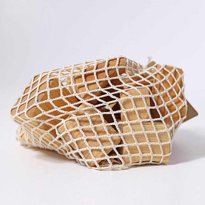 Grimms wooden blocks in net bag