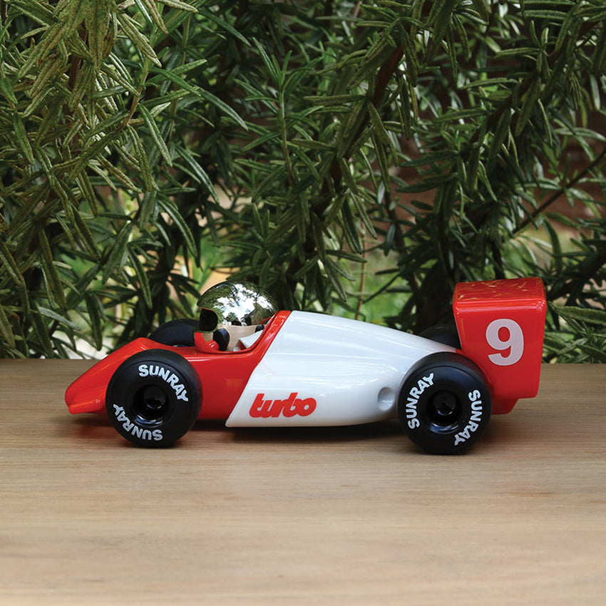 Playforever Turbo Lauper Red White Classic Race Car side view