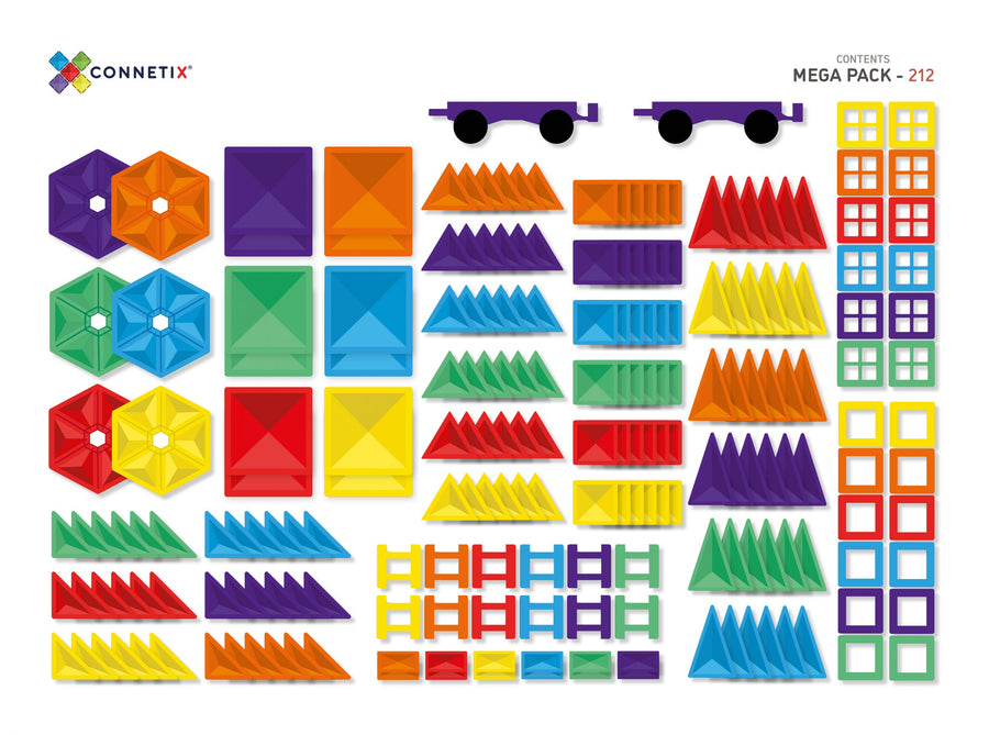 Connetix Magnetic Tiles Mega Pack 212 Pieces contents