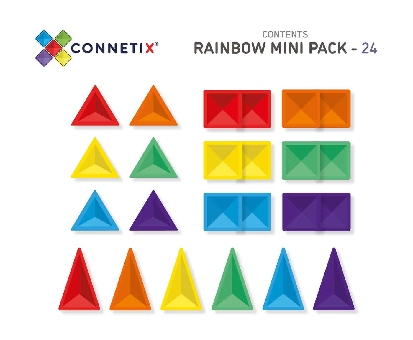 Connetix Rainbow Mini Pack 14 Pc contents
