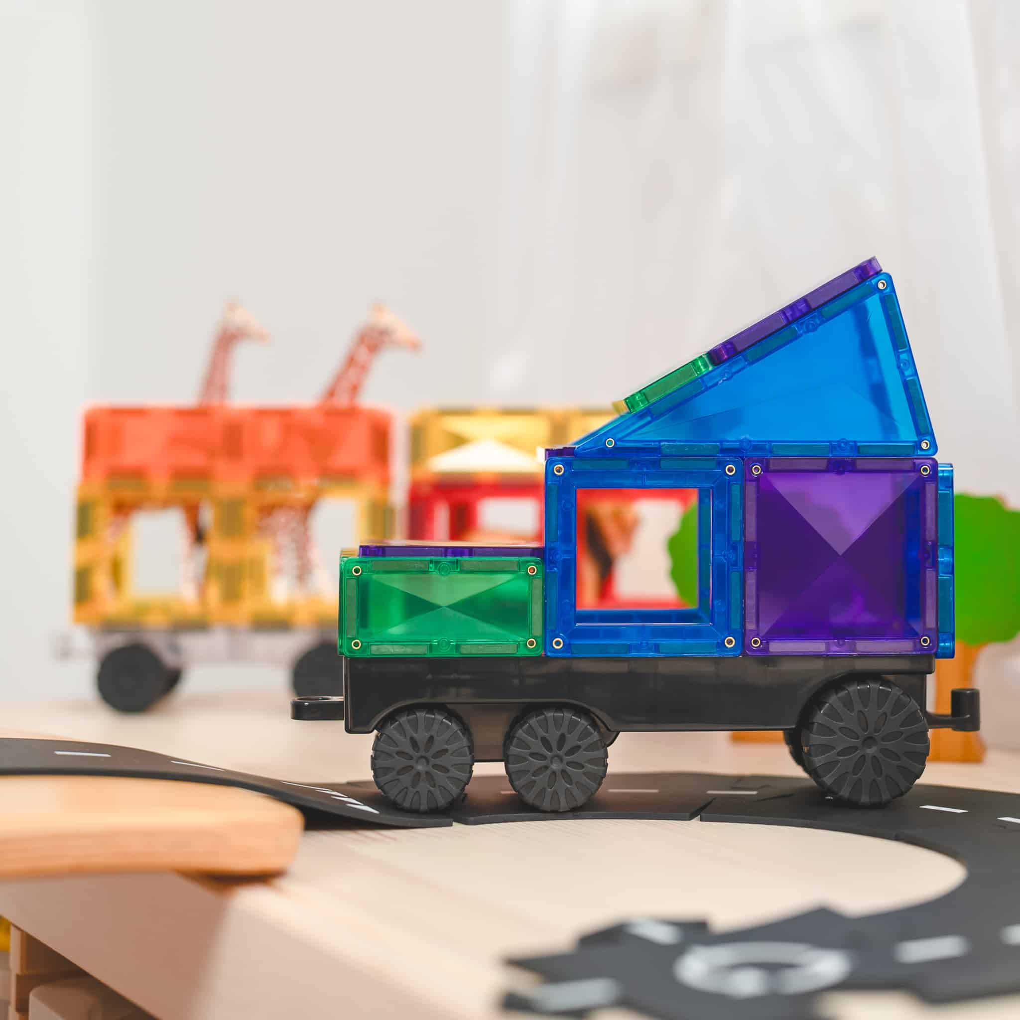 Connetix Magnetic Tiles Rainbow Transport Pack 50 Pc 