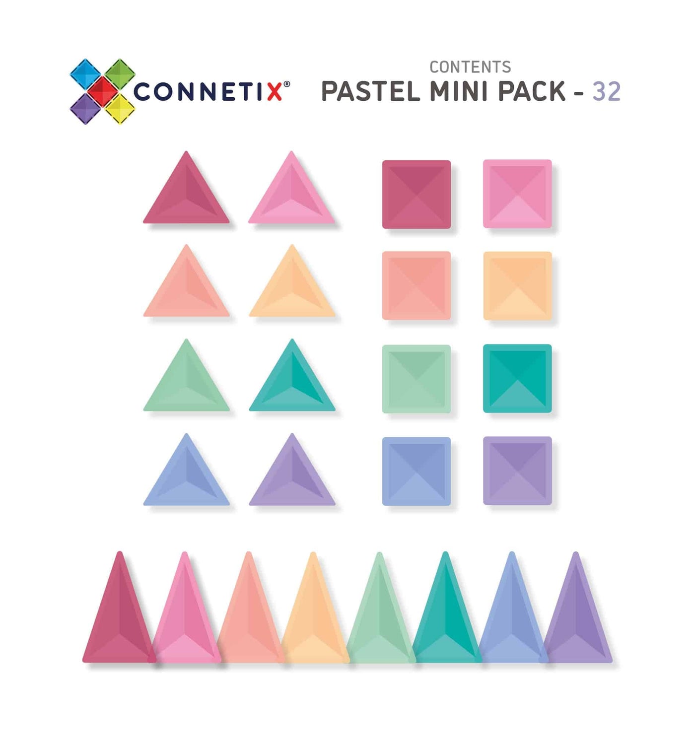 Connetix Pastel Mini Pack contents
