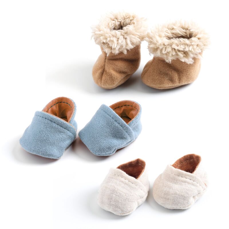 Djeco - Pomea - Three Pairs of Doll Slippers