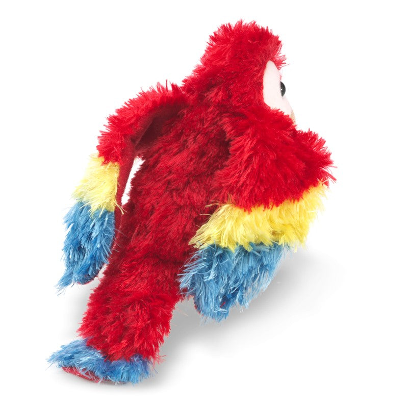 Folkmanis back of Scarlet Macaw Finger Puppet