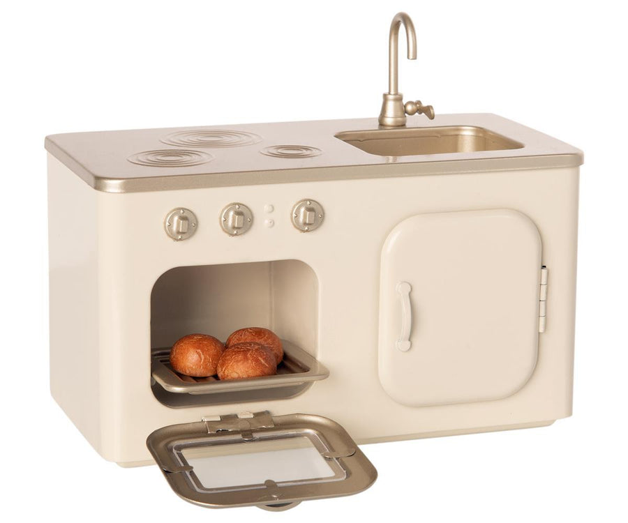 Maileg Miniature Kitchen inside oven