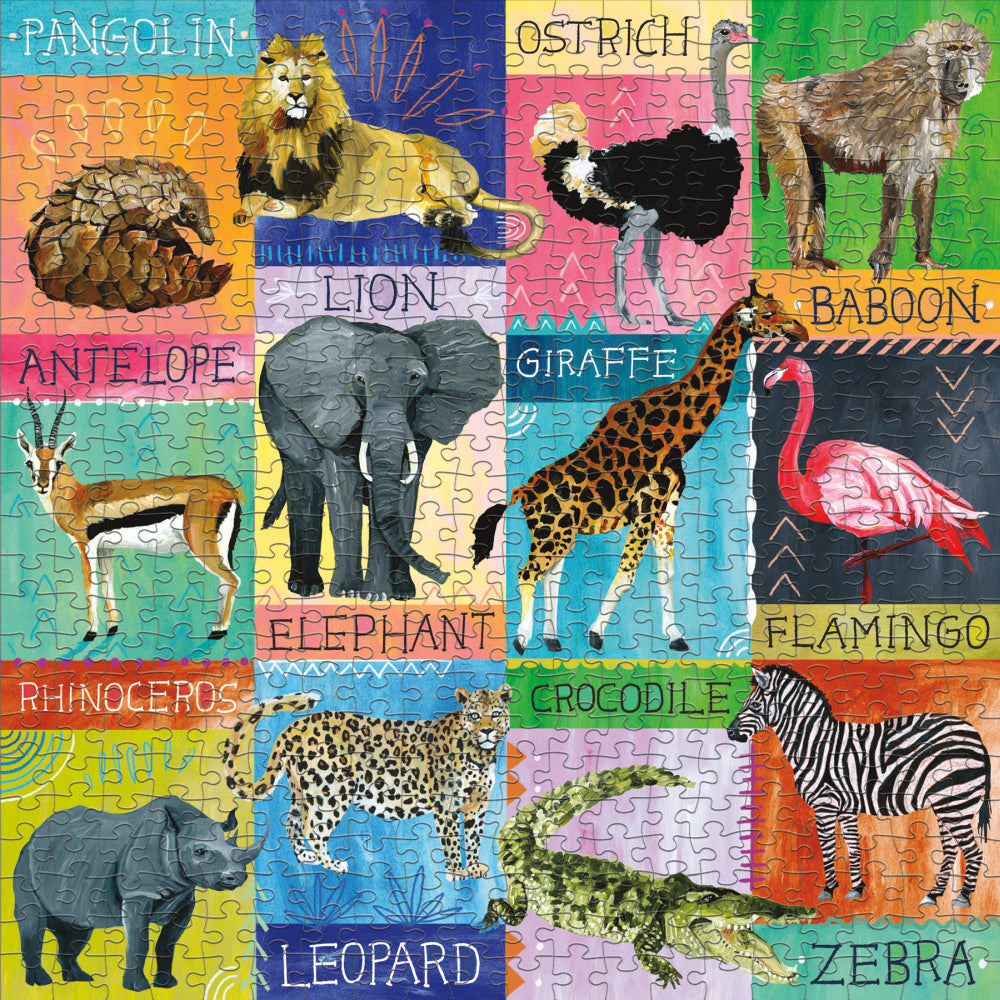 Mudpuppy Painted Safari Animals 500 Piece Puzzle