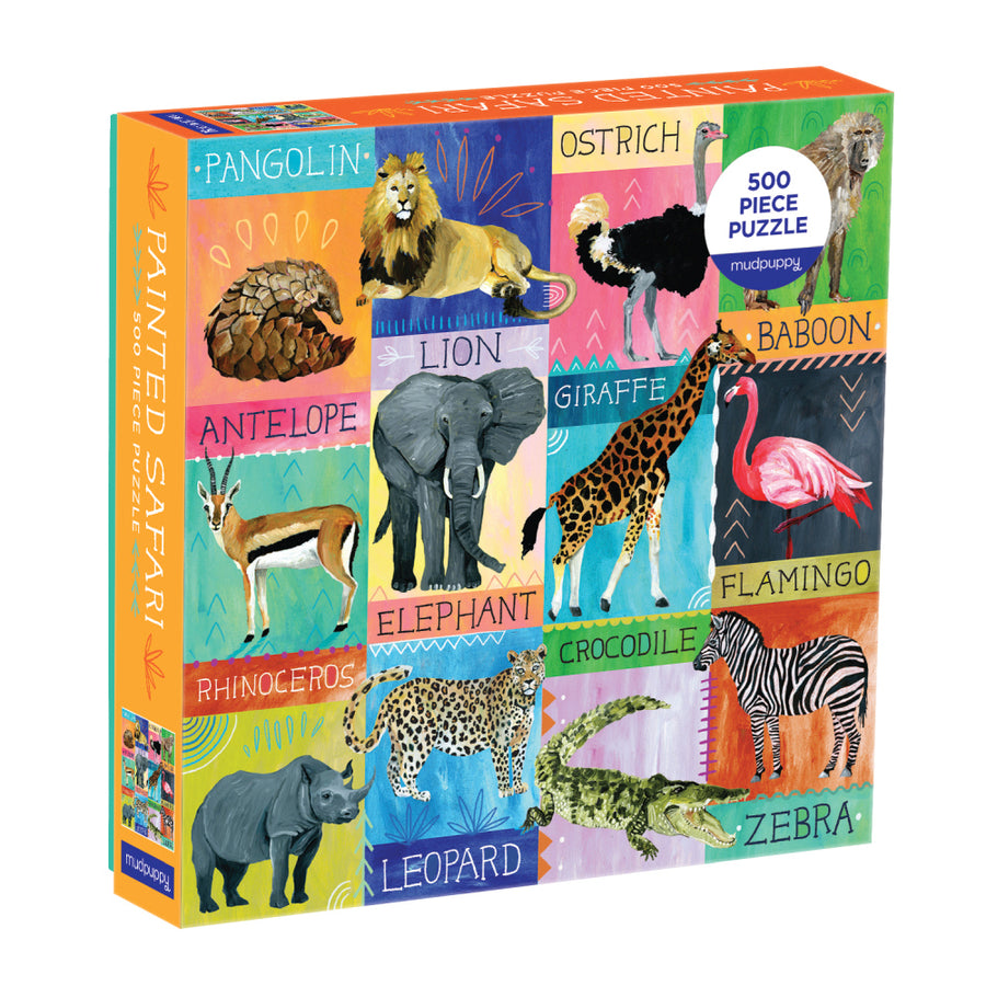 Mudpuppy Painted Safari Animals 500 Piece Puzzle box