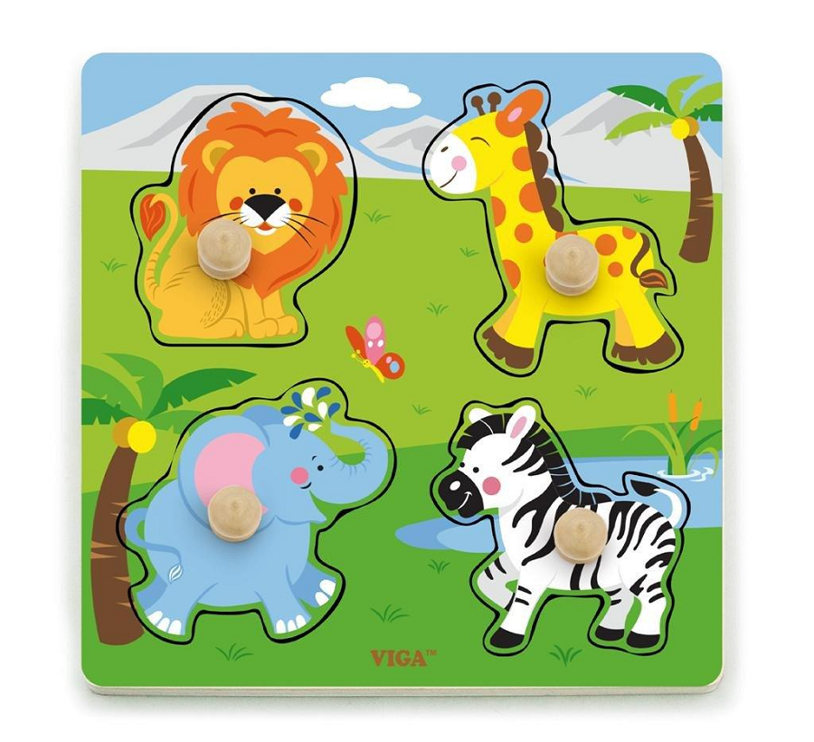 Viga Wild Animals Peg Puzzles 4 pieces